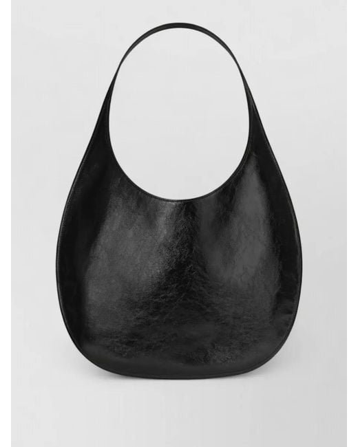 Courreges Black Curved Shape Shoulder Bag Smooth Finish