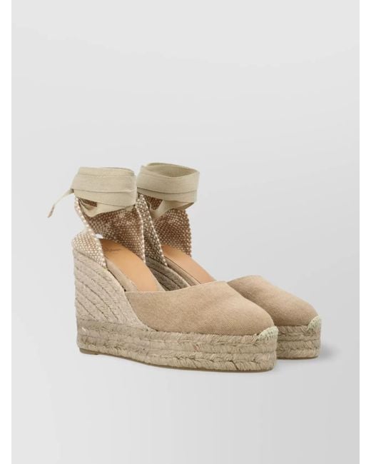 Castaner Natural Canvas Wedge Espadrille Sandals