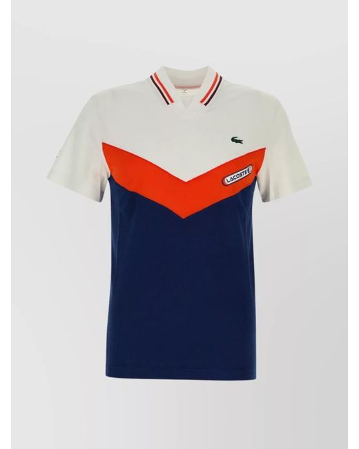 Lacoste Blue Block Design Polo Collar Short Sleeves Shirt for men