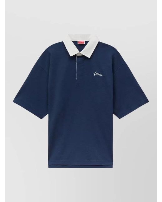 KENZO Blue Logo Polo Shirt Casual Regular Fit for men