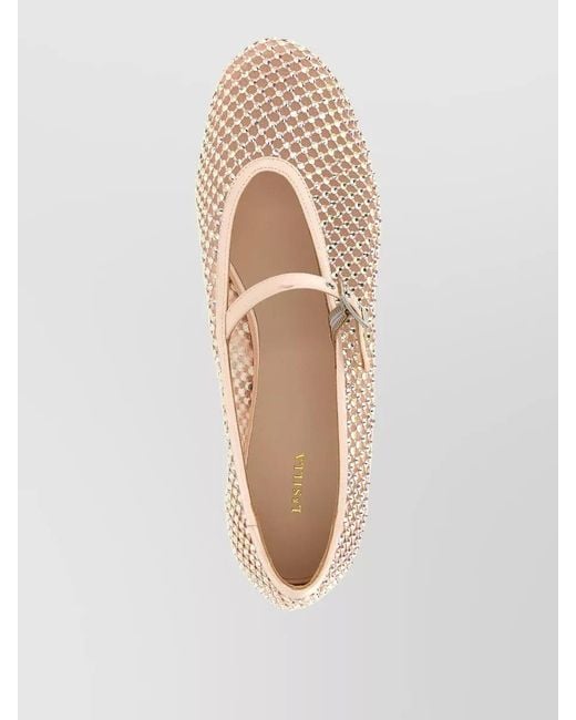 Le Silla Pink Gilda Ballet Flats Mesh Detail Design
