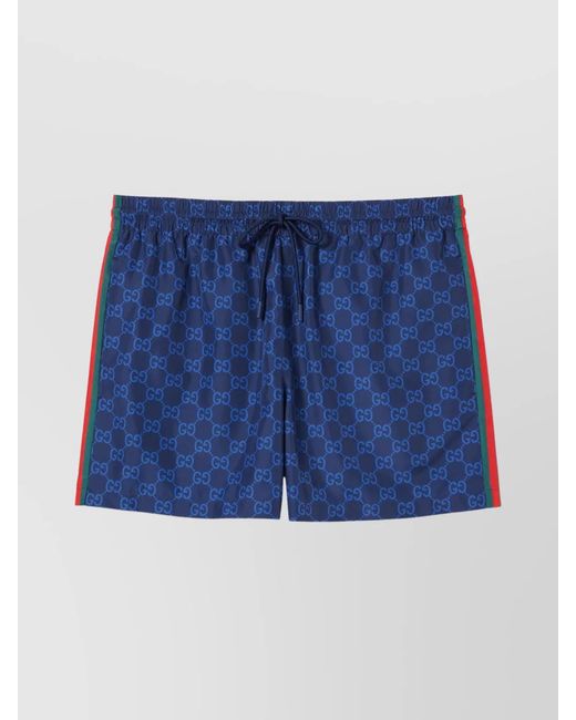 Gucci Blue Logo-Print Swim Shorts for men