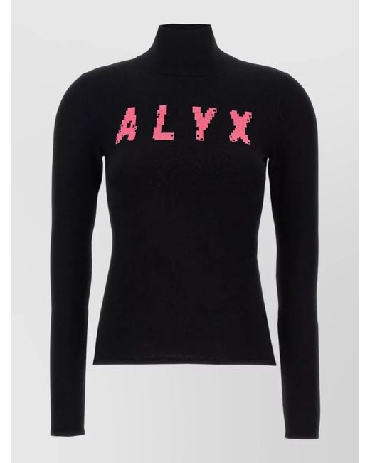1017 ALYX 9SM Black High Neck Logo Graphic Slim Sweater