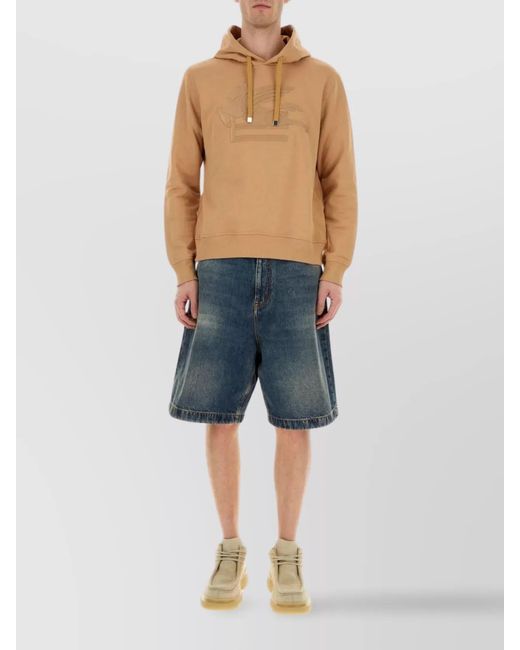 Etro Natural Cotton Logo-Embroidered Hoodie for men