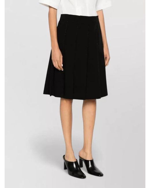 Totême Black Beaded A Line High Waist Pleated Skirt