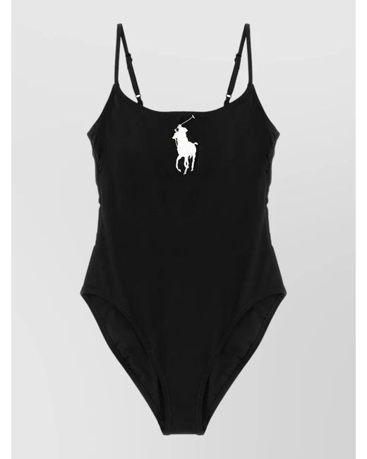 Polo Ralph Lauren Black Kennedy Swimsuit One Piece Scoop Neckline