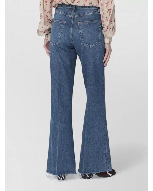 FRAME Blue Denim Flared Trousers