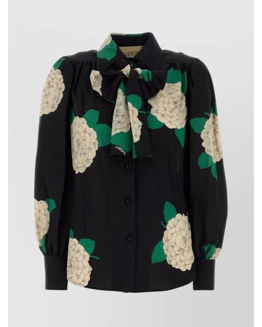 Valentino Garavani Black Silk Printed Shirt