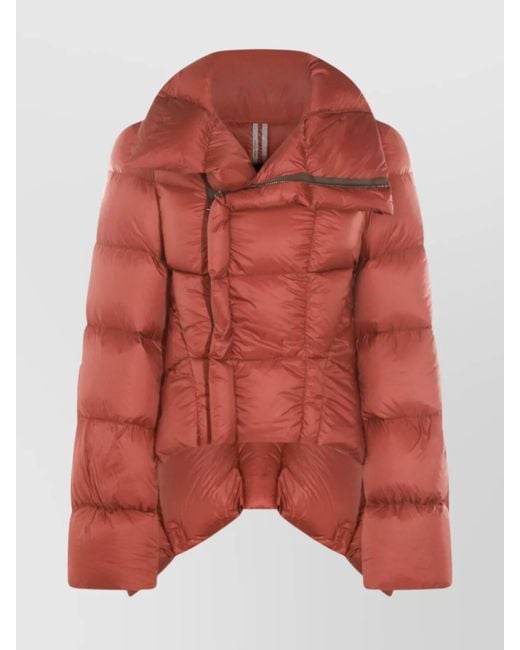 Rick Owens Women's Red Insulated Long Sleeve Puffer Jacket