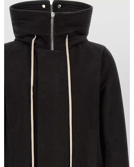 Rick Owens Black Megaparka Hooded Long Parka Casual Style for men