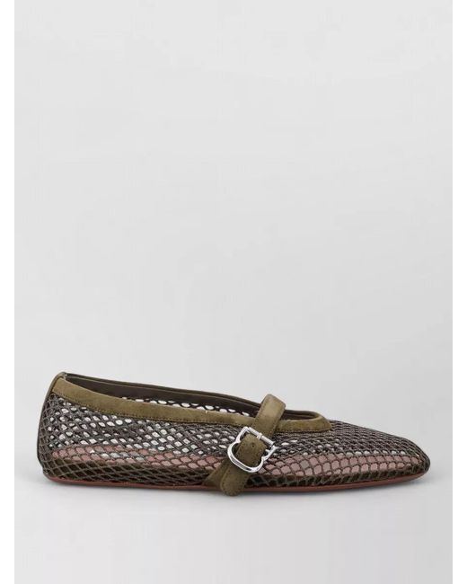 Alaïa Gray Mesh Ballerina Shoes Pointed Toe Design