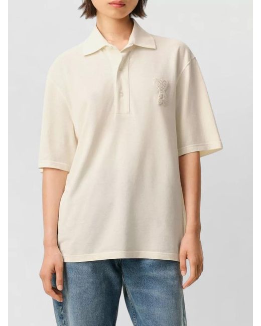 AMI Natural Cotton Boxy-Fit Polo Shirt for men