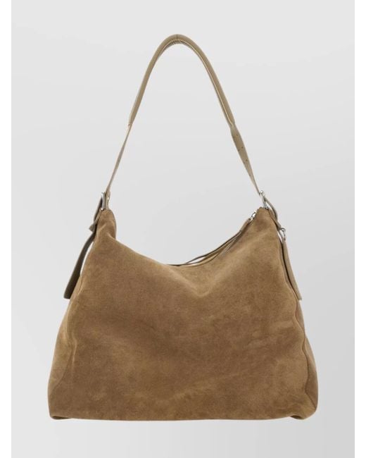Lemaire Brown Suede Shoulder Bag Adjustable Strap