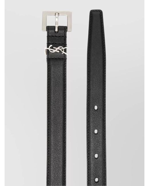 Saint Laurent Black Lambskin Leather Thin Belt for men