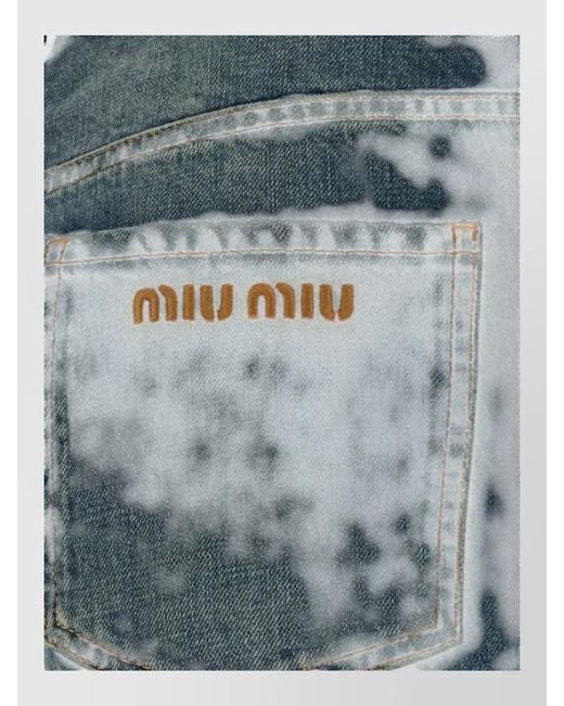 Miu Miu Blue High Waist Wide Leg Denim Trousers