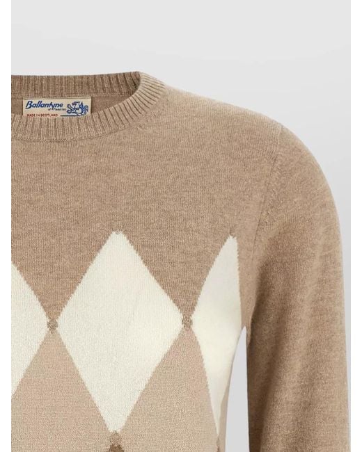 Ballantyne Natural Cashmere Diamond-Pattern Sweater
