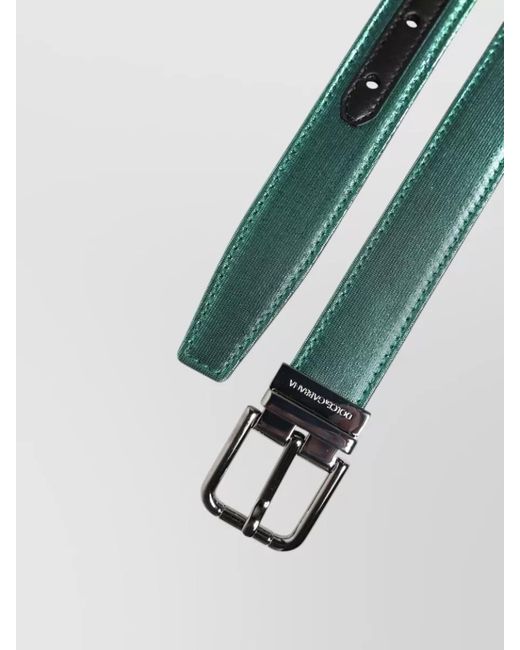 Dolce & Gabbana Green Textured Polyester Belt Metal Buckle Design for men