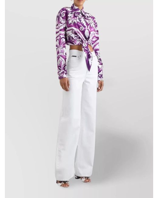 Dolce & Gabbana White Cotton Wide-Leg Trousers