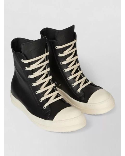 Rick Owens Black High Top Sneakers Contrast Toe Cap Rubber for men
