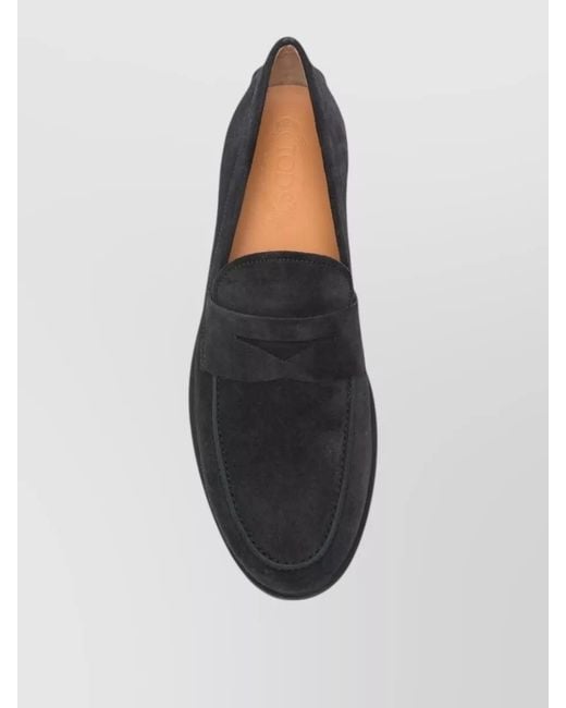 Tod's Black Suede Leather Loafers Round Toe Rubber Sole for men