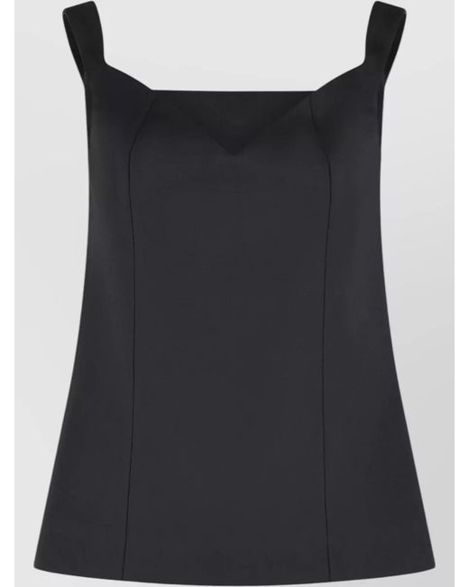 Rohe Black Sleeveless Viscose Top Tailored V Neckline
