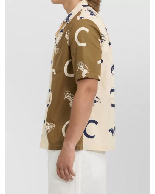 Céline Natural Cotton Printed Bowling Shirt for men