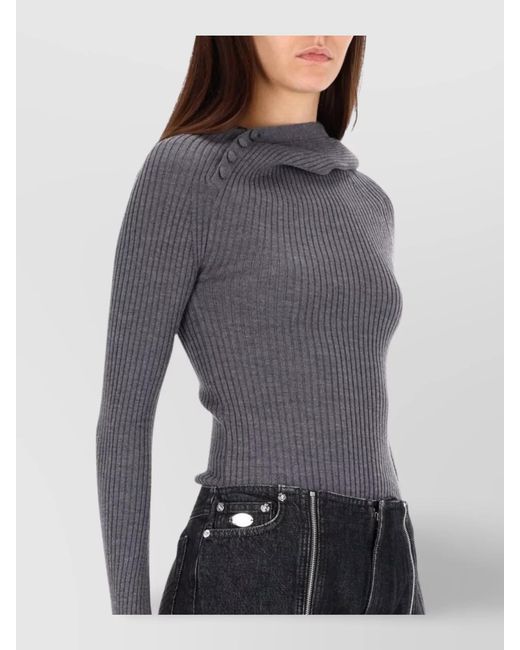 Jean Paul Gaultier Gray Ribbed Merino Wool Sweater