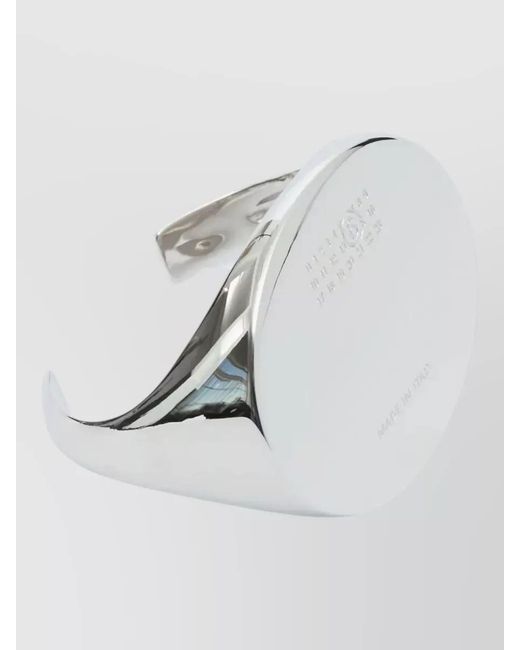 MM6 by Maison Margiela White Brass Cuff Bracelet Engraved Open Design