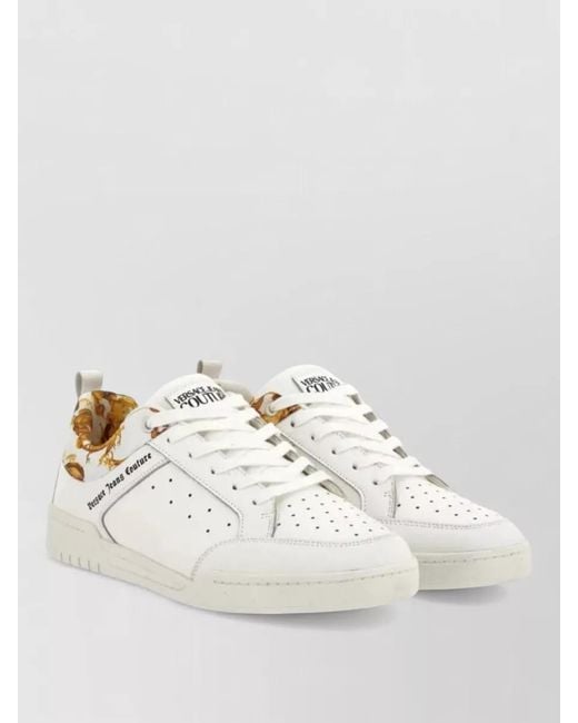Versace Jeans Couture White Leather Logo Low-Top Sneakers for men