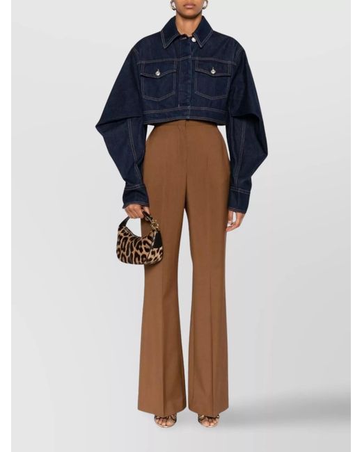 Fendi Brown Wool Mohair High-Rise Flared Trousers