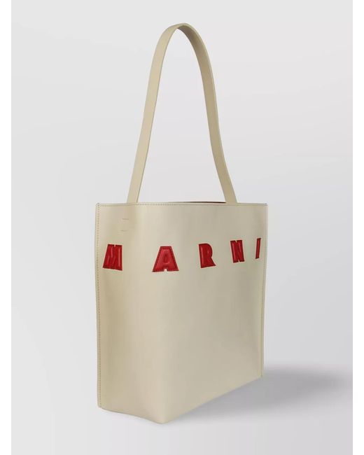 Marni Natural Museo Small Leather Tote Bag