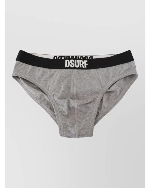 DSquared² Gray Dsurf Logo Cotton Stretch Briefs for men
