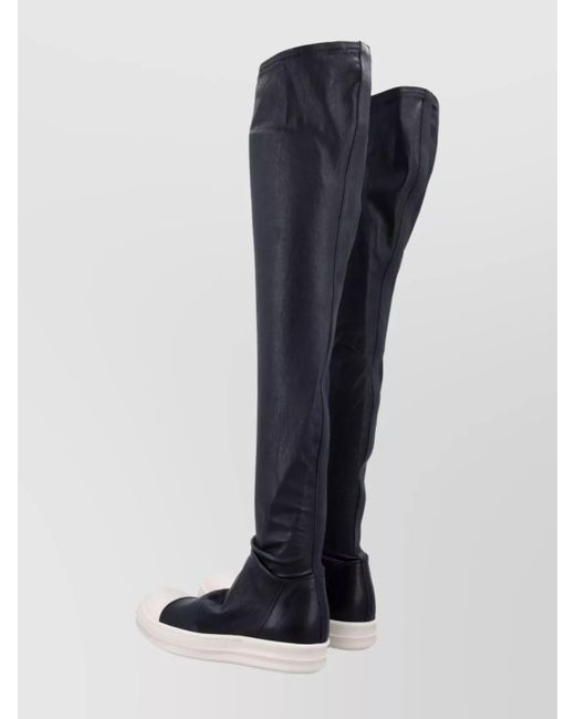 Rick Owens Blue Lamb Leather Hi-Top Sneakers