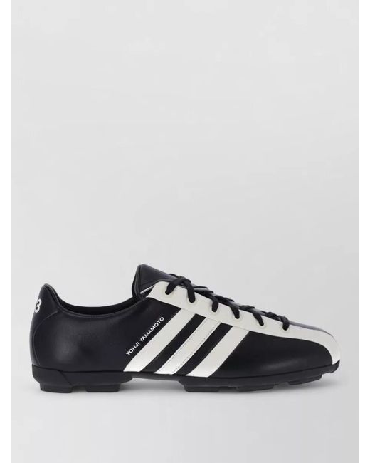 Y-3 Black Lace Up Low Top Shoes Contrast Stripes
