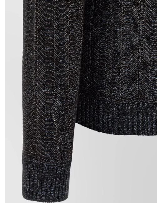 Missoni Black Cardigan V Neck Front Pockets Ribbed Trim for men