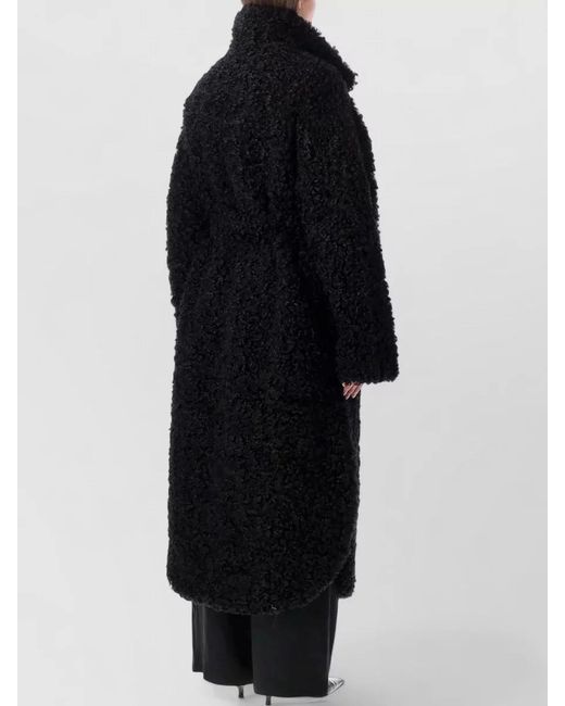 Frankie Shop Black Faux Shearling Oversized Belted Coat