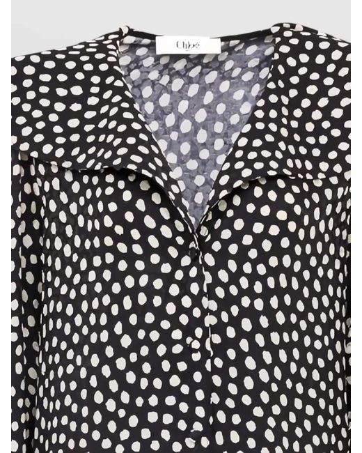 Chloé Multicolor Silk Printed V-Neck Long-Sleeve Mini Dress
