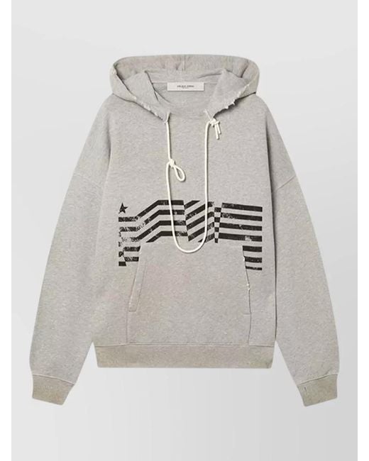 Golden Goose Deluxe Brand Gray Hooded Sweatshirt Silk Nylon Blend for men