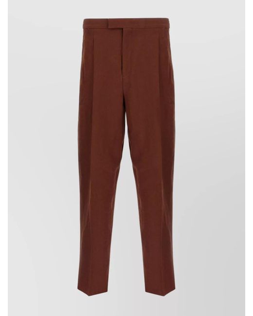 Zegna Red Linen Trousers With Pleated Front for men