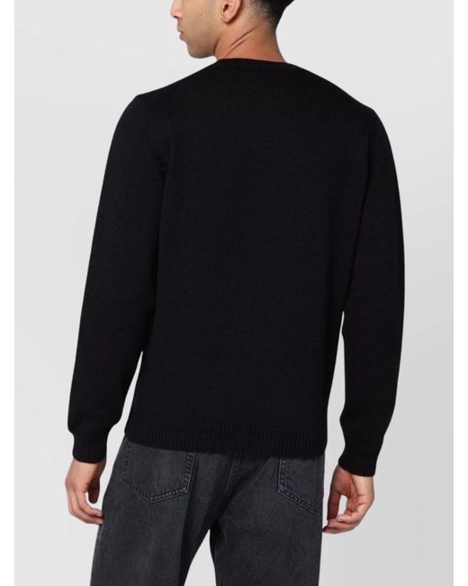 Roberto Collina Black Wool Crew Neck Sweater for men