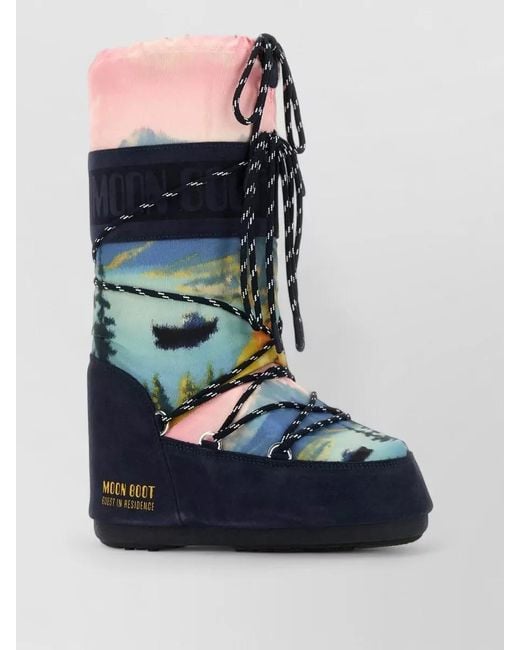 Moon Boot Blue Canvas Suede Guest