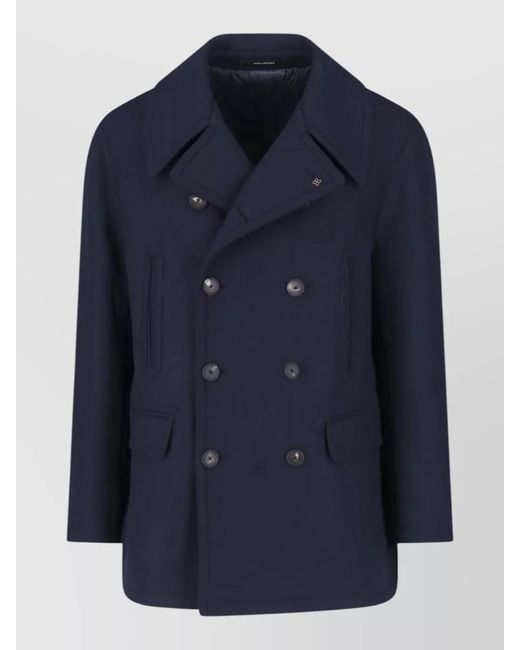 Tagliatore Blue Wool Peacoat for men