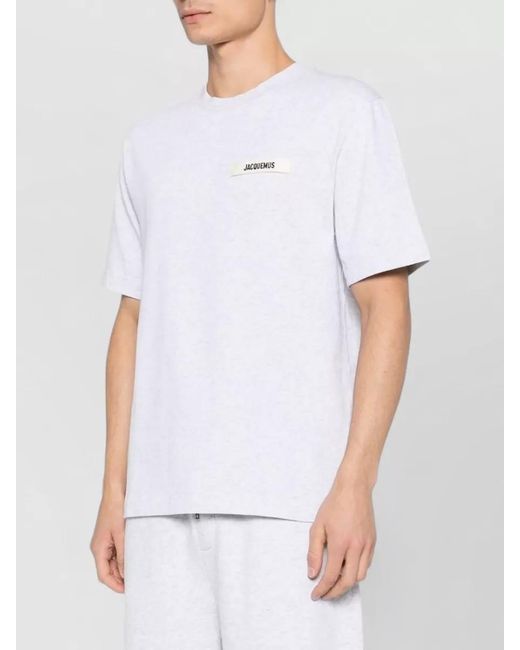 Jacquemus White Cotton Logo-Patch Short-Sleeve T-Shirt for men