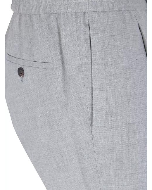 Incotex Gray Chino Trousers Elastic Drawstring Waist Pleats for men