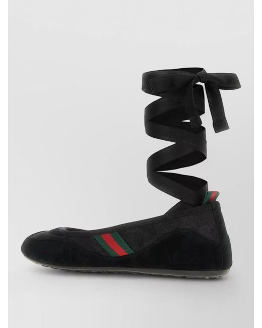 Gucci Black Suede Leather Ballerina Shoes