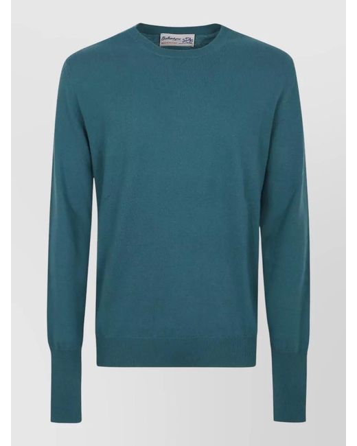 Ballantyne Blue Cashmere Crew Neck Sweater Long Sleeves for men