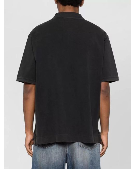 Acne Black Cotton Polo Shirt Logo Detail Short Sleeves for men