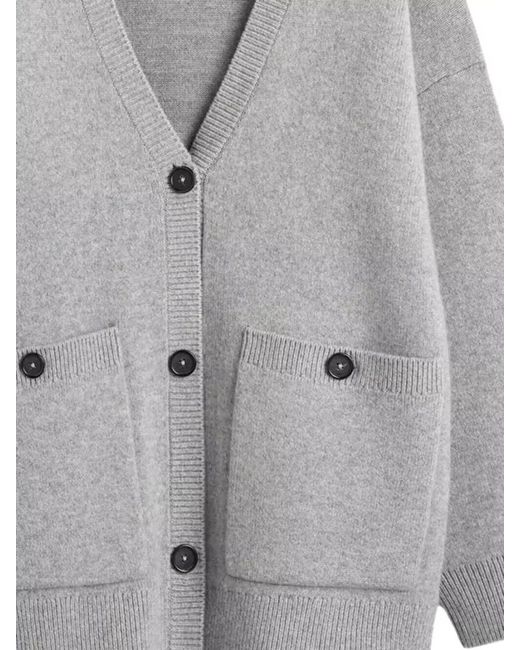 Totême Gray Cashmere Merinos "Longline" Cardigan