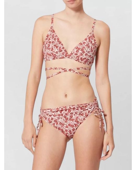 Isabel Marant Pink Strappy Bikini Top Floral Pattern Adjustable