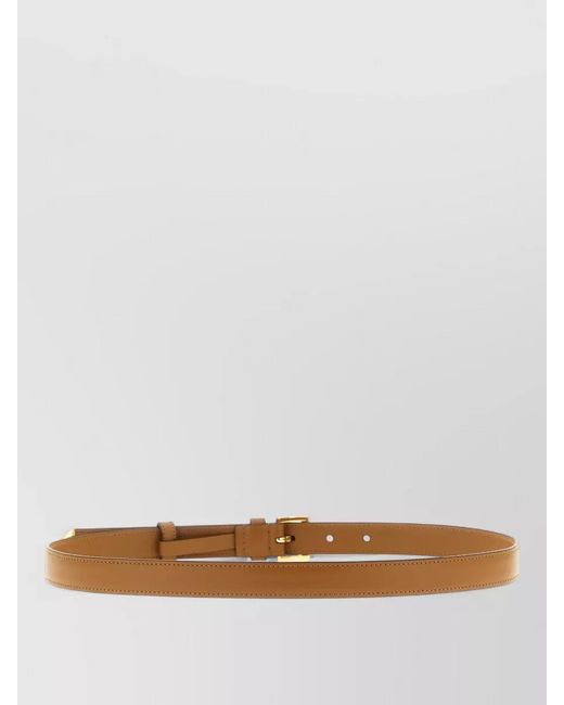 Prada White Leather Belt Featuring Signature Hardware